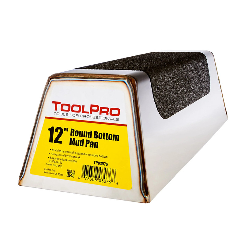 Round Bottom Mud Pan - Stainless Steel - Size:12" - Features:Non-Slip Grip